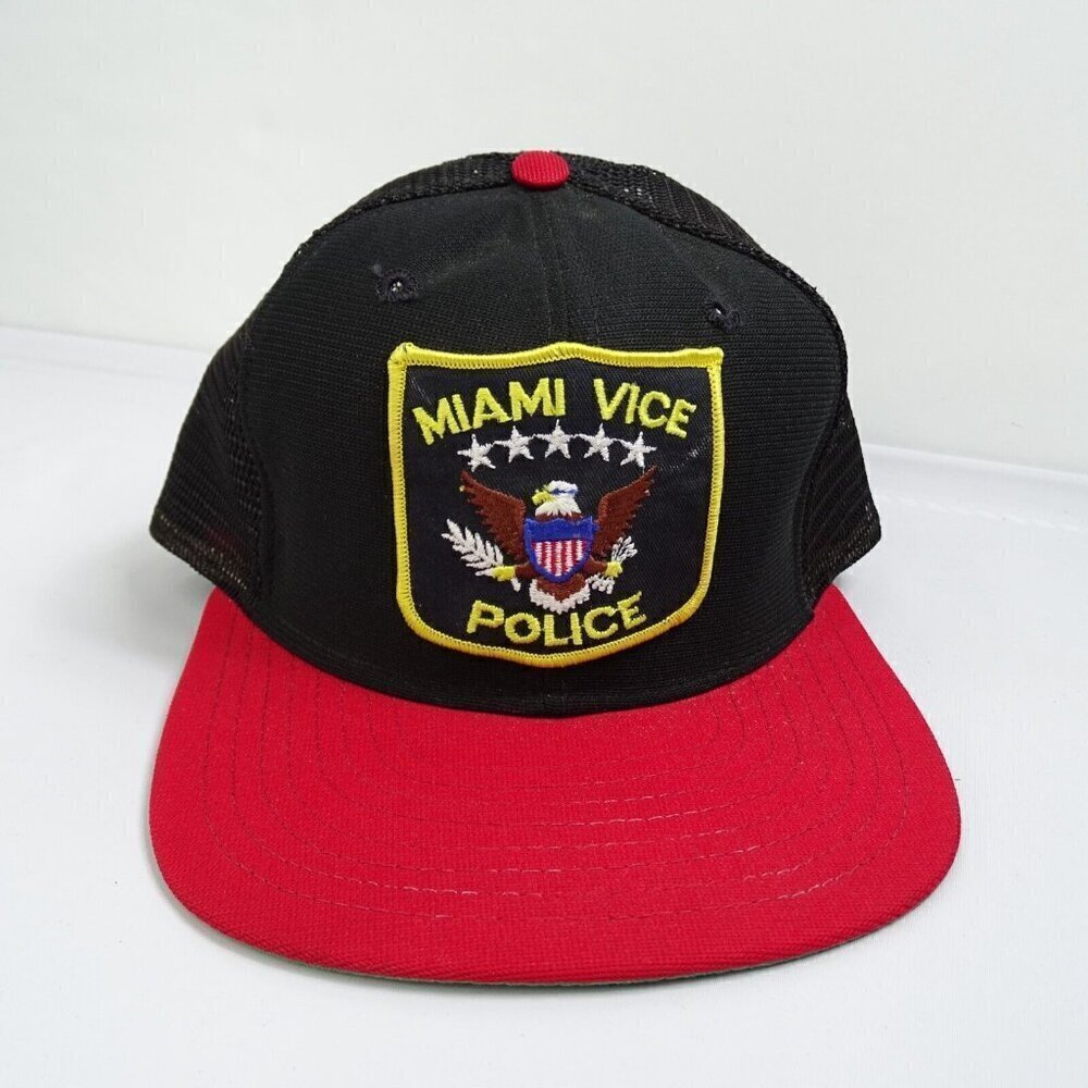 Vintage SnapBack Patch Hat Trucker Mesh Back Miami Vice Police New Era Pro Model